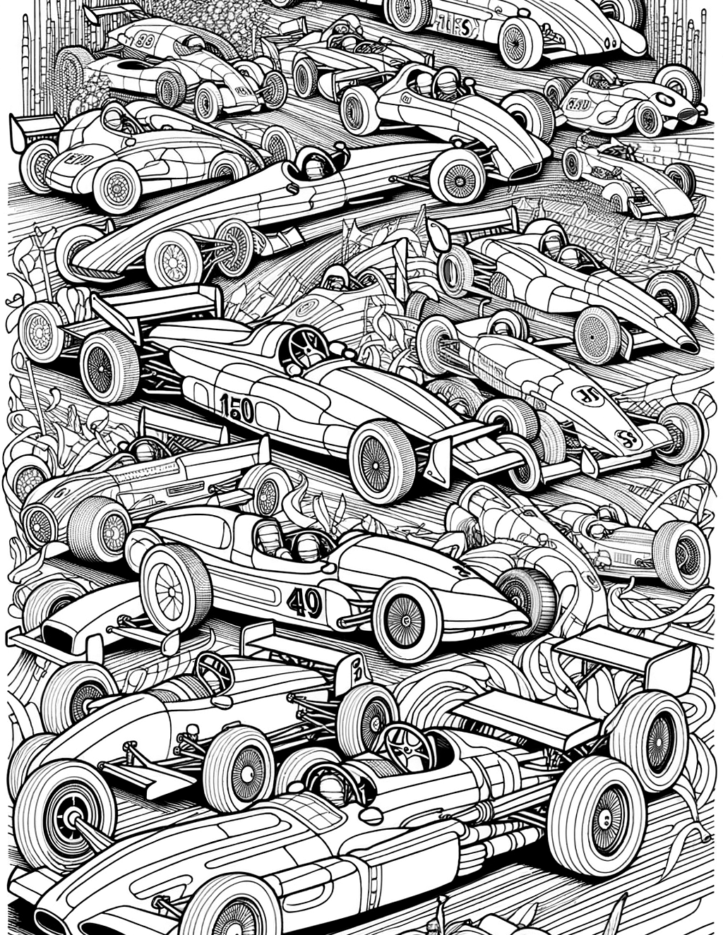 Coloring page of race car calendar | PageCrayon