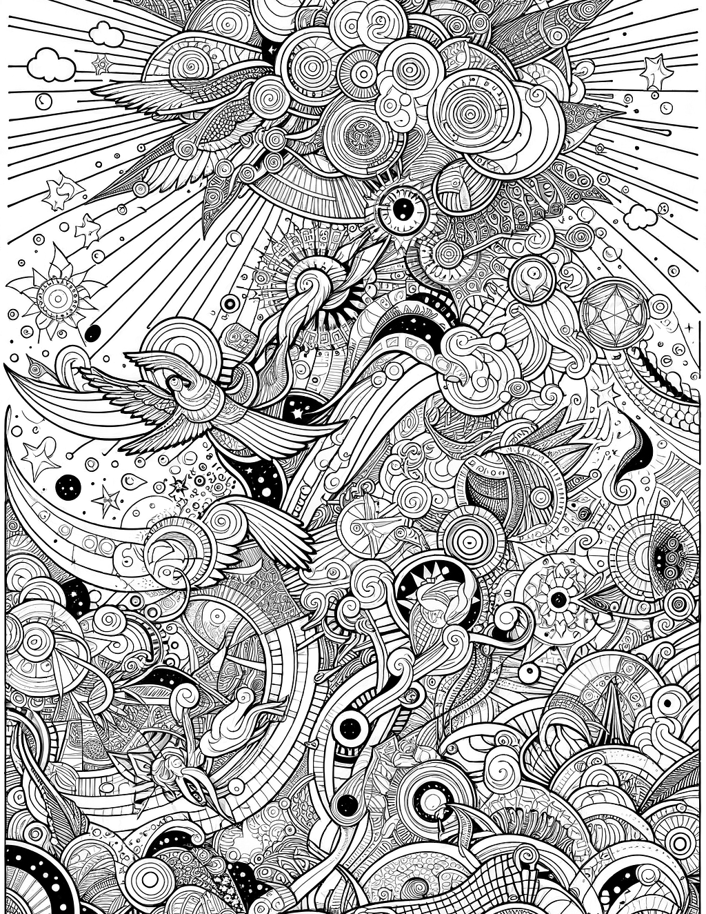 God created the heaven and the earth drawing in simple lines for kids coloring page