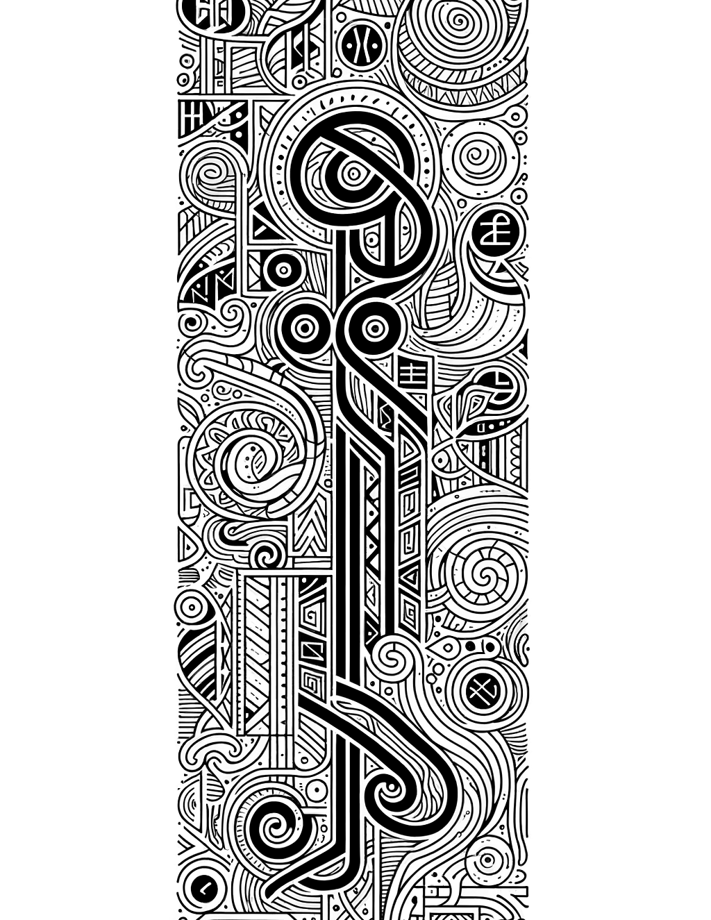 Coloring page of a viking rune poem depicted in a scroll-like design ...
