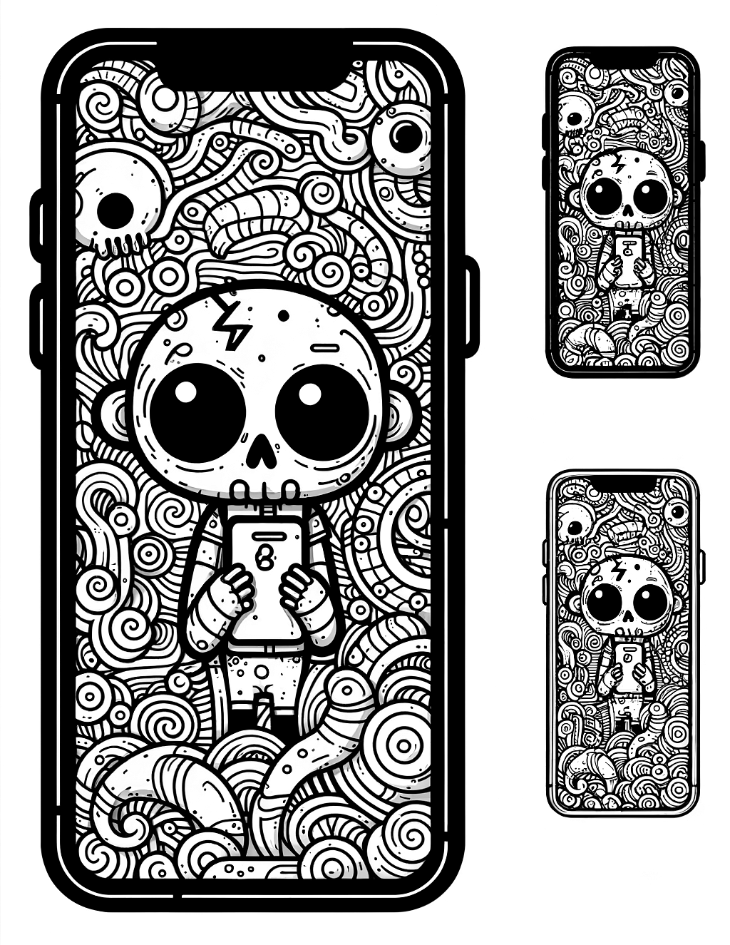 Zombie chibi on the phone