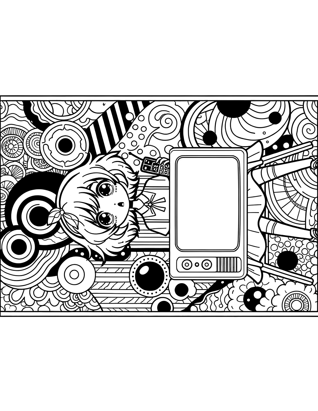  Anime girl watching tv