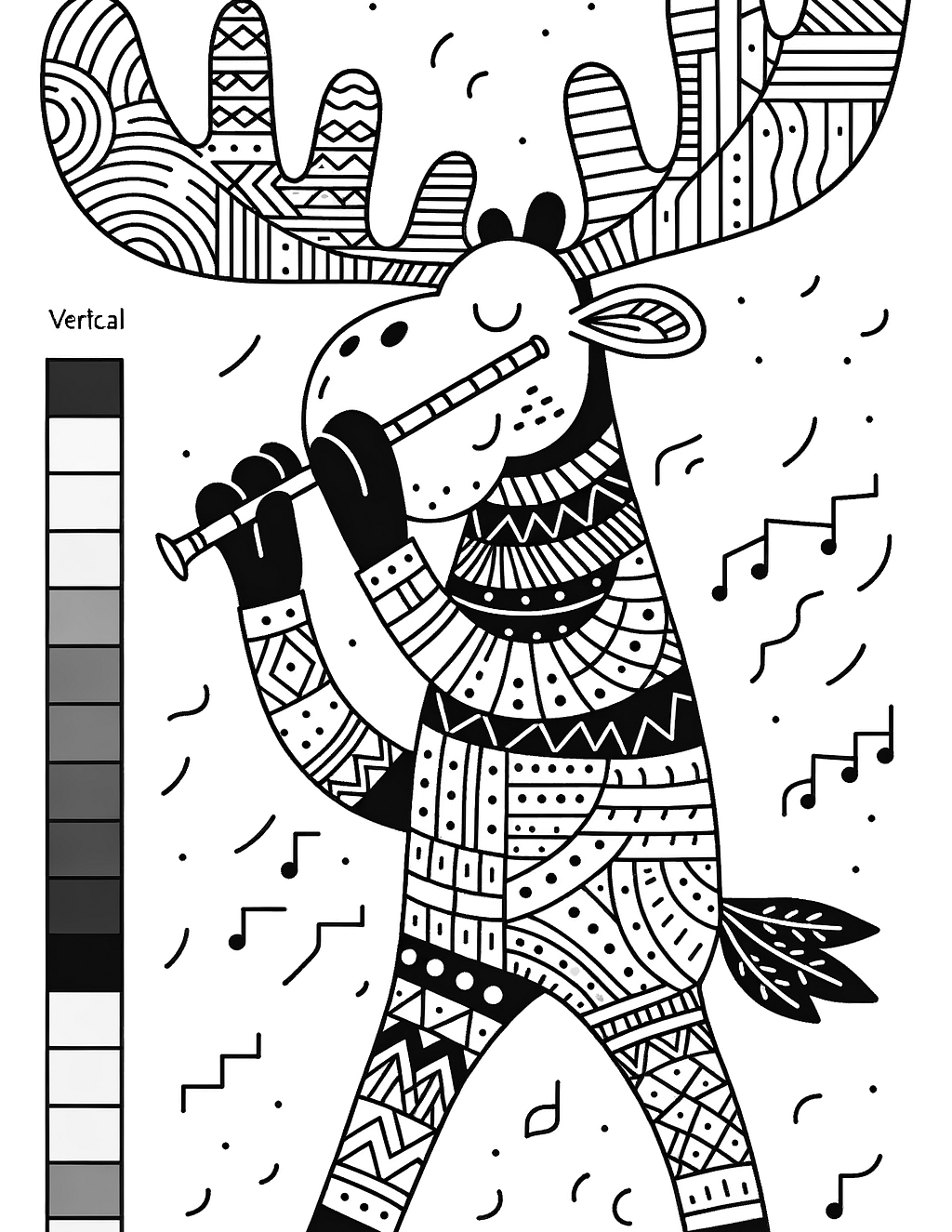 a woodland moose playing a flute in the marching band